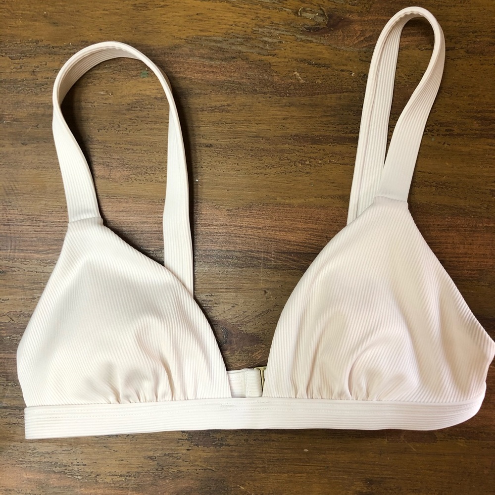 Madewell White Ribbed Bikini Top